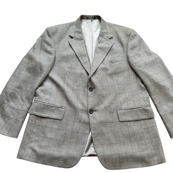 Oscar de la Renta Lambswool Cashmere Windowpane Sports Coat Blazer 44S - Picture 1 of 7